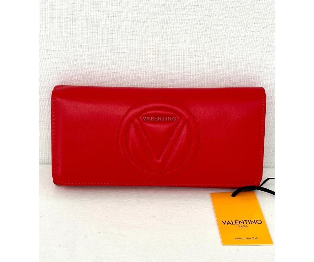 Valentino by Mario Valentino Red Leather Wallet on Chain Crossbody V Logo